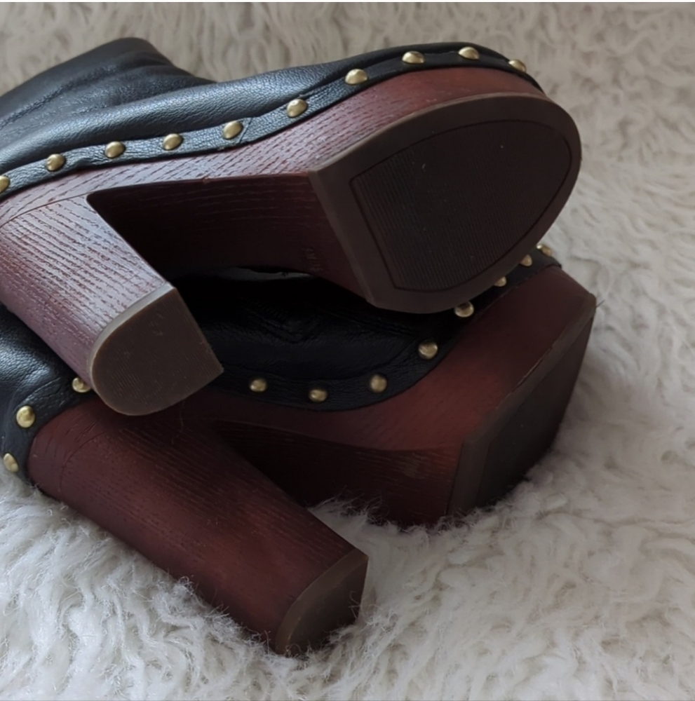BCBGeneration Black Leather Studded Ankle Boots - Picture 6 of 7